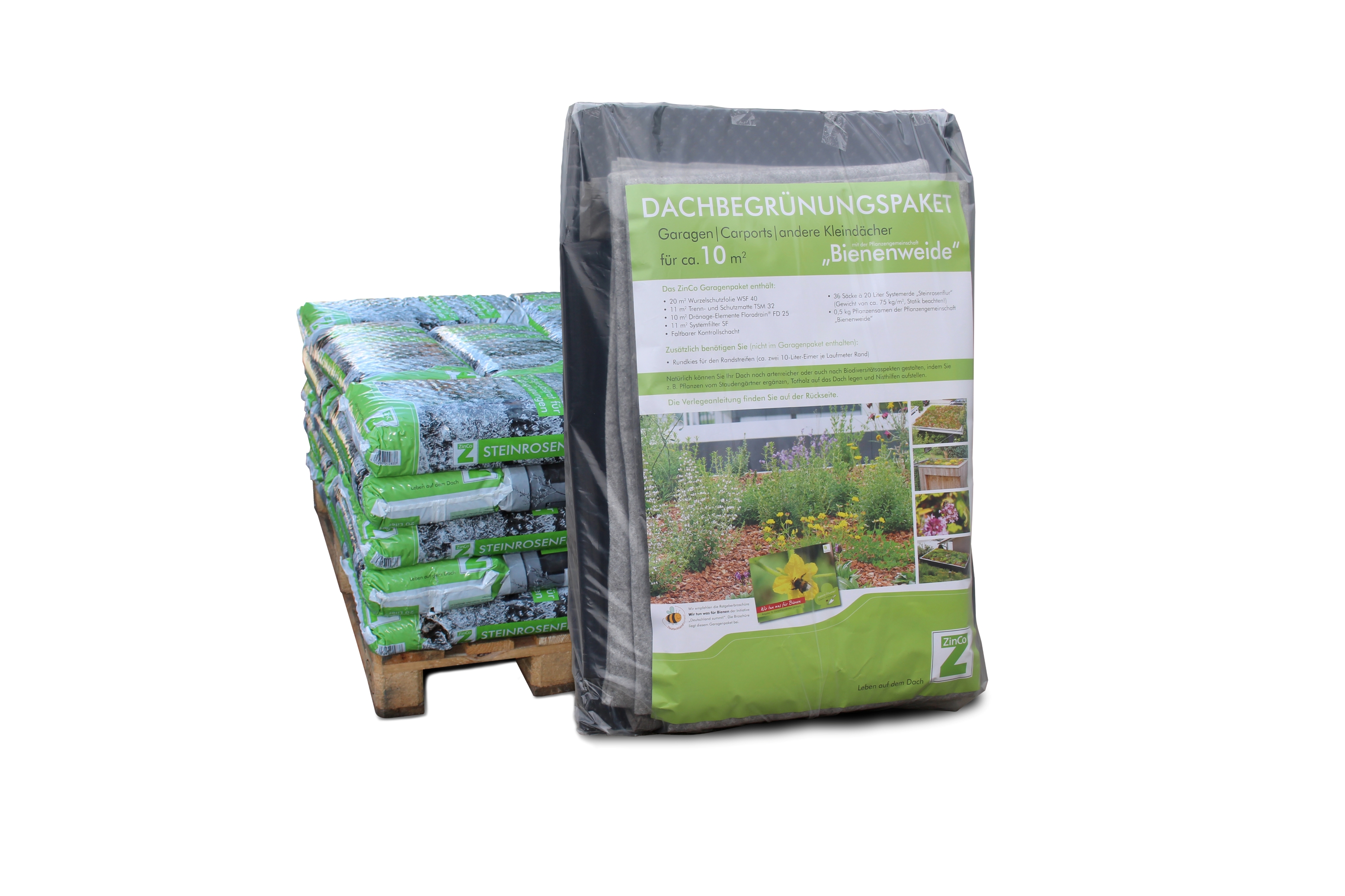 Zinco Garagen-Begrünungspaket, für 10 m², mit Systemerde, inkl. Fracht